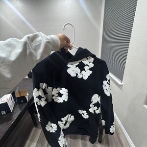 Denim & Flower Black and White Floral Turtleneck Sweater